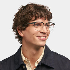 Wren Browline Black-Gold Glasses