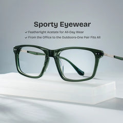 Cozy Rectangle Green Glasses