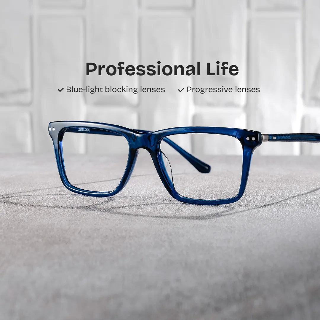 Harper Rectangle Blue Glasses