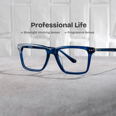 Harper Rectangle Blue Glasses