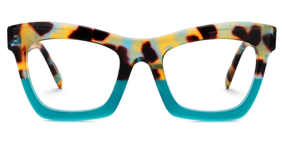 Benitez Square Peacock-Blue Glasses