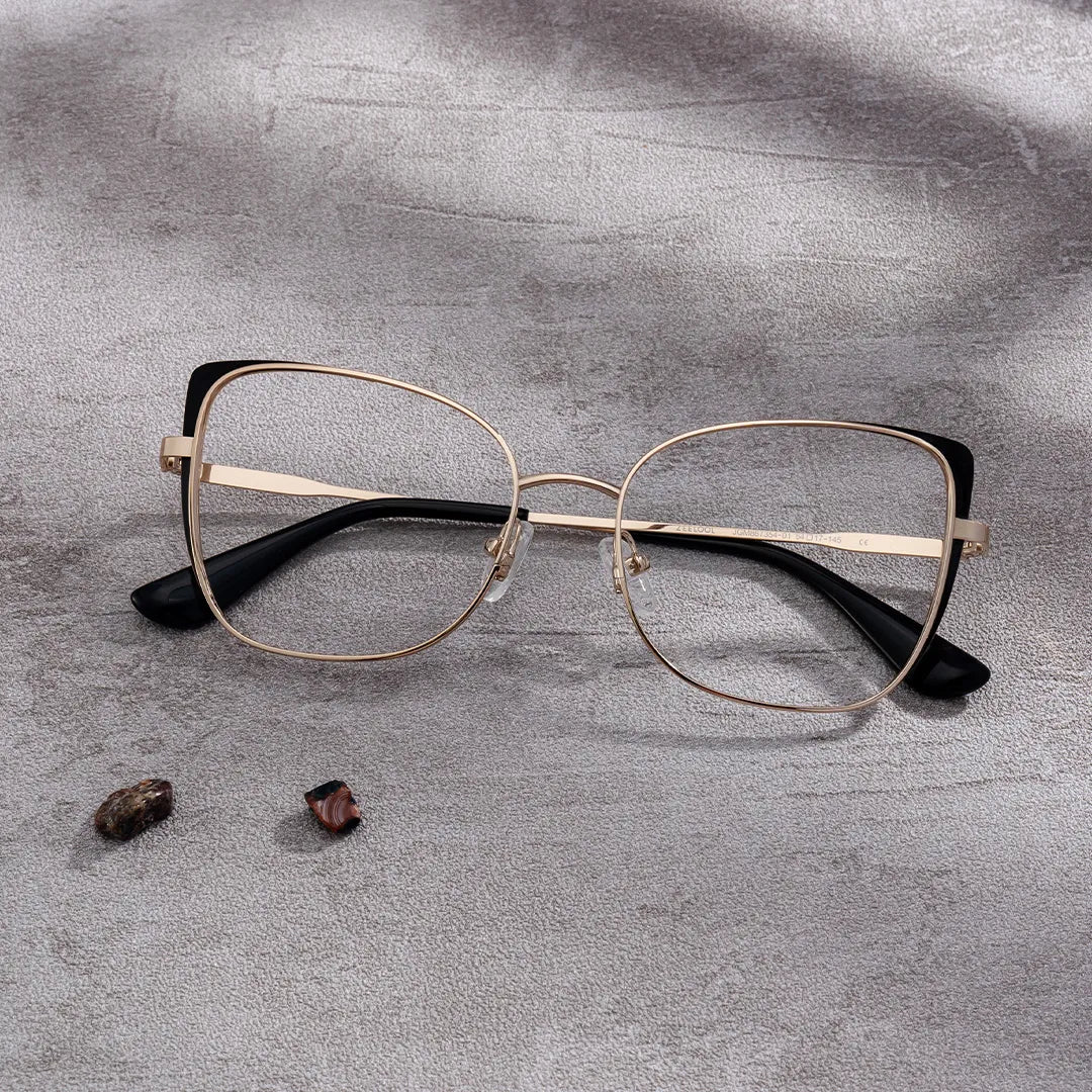 Tessa Cat-Eye Black Gold Glasses