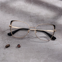Tessa Cat-Eye Black Gold Glasses