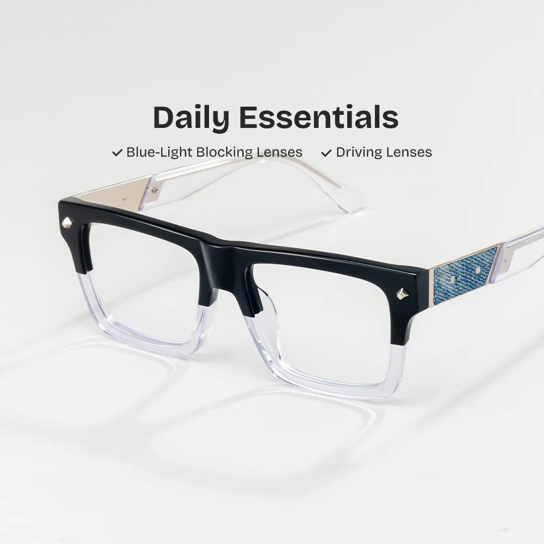 Trent Rectangle Black Clear Glasses