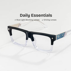 Trent Rectangle Black Clear Glasses
