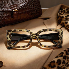 Orduno Rectangle Brown Leopard Glasses
