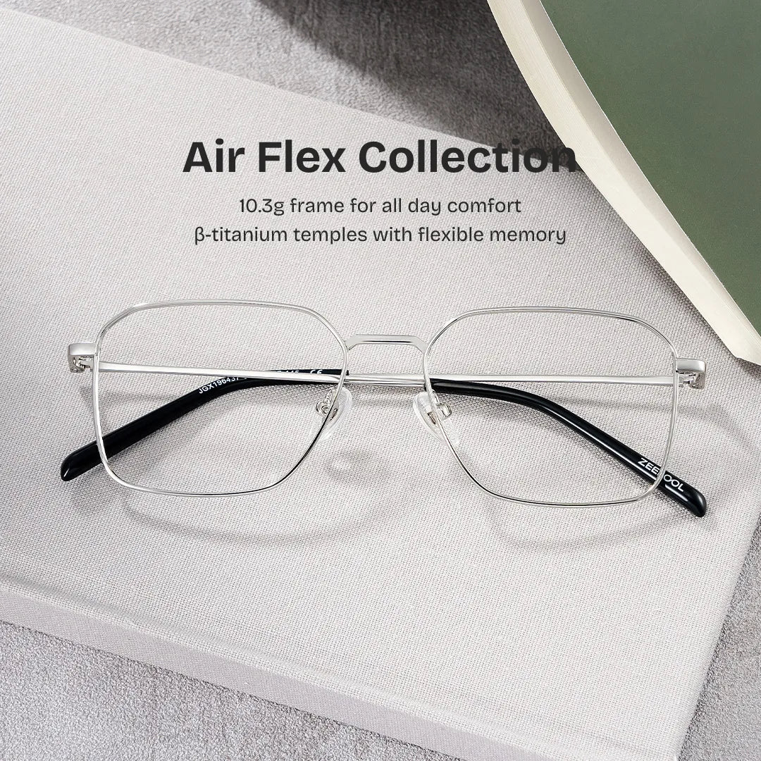 Leah Rectangle Silver Glasses