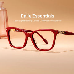 Theo Rectangle Red Glasses