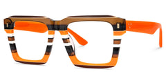 Kenish Square Orange Brown Glasses