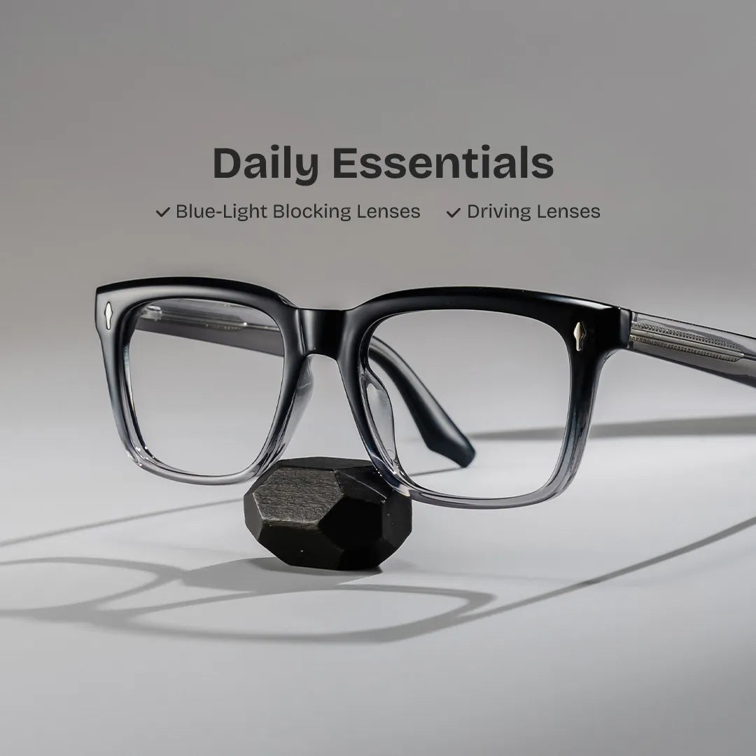 Fletcher Rectangle Black Glasses