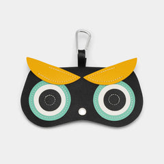 Black Yellow Owl Shape Eyeglasses Bag With Hook