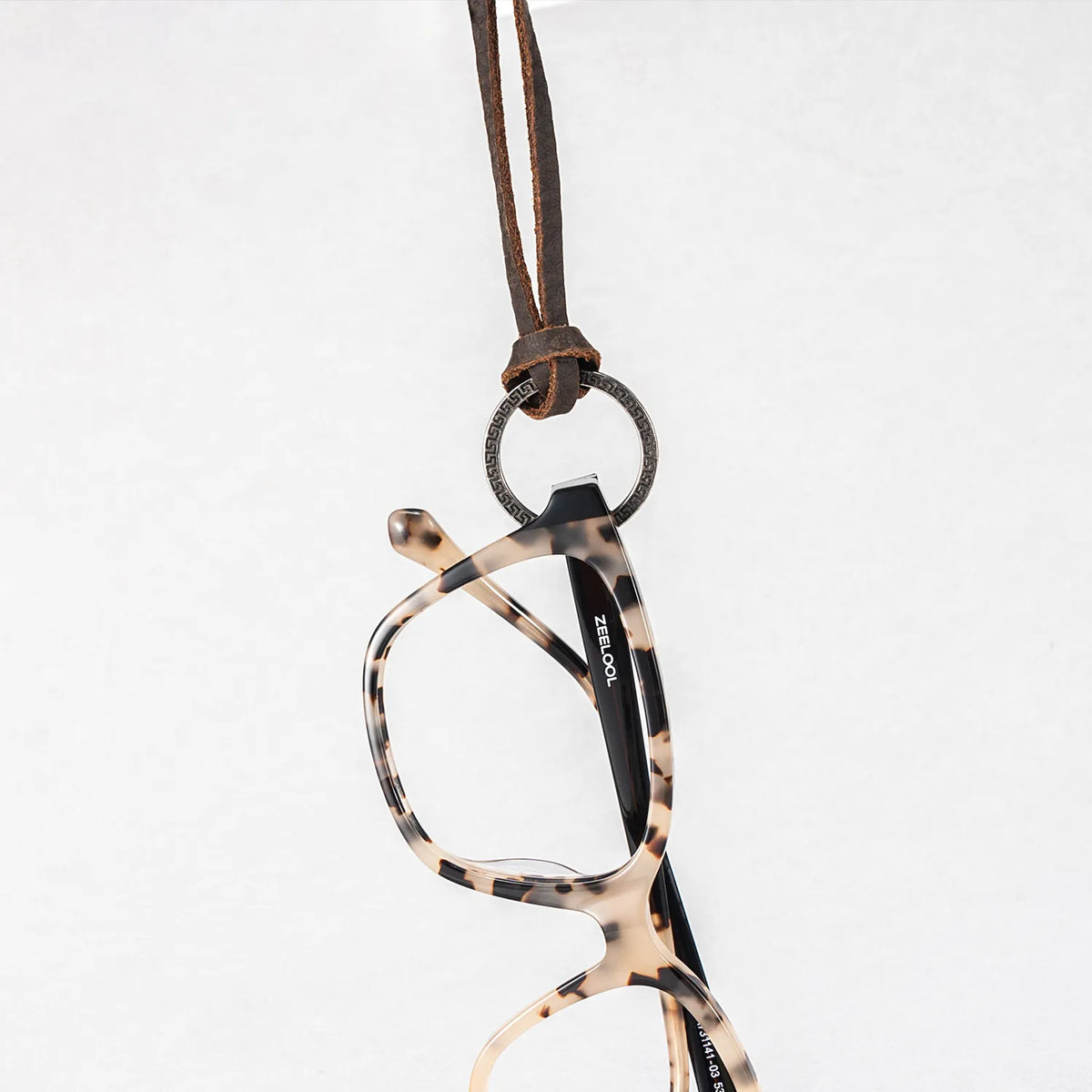 Adjustable Eyeglasses Leather Strap Alloy Ring