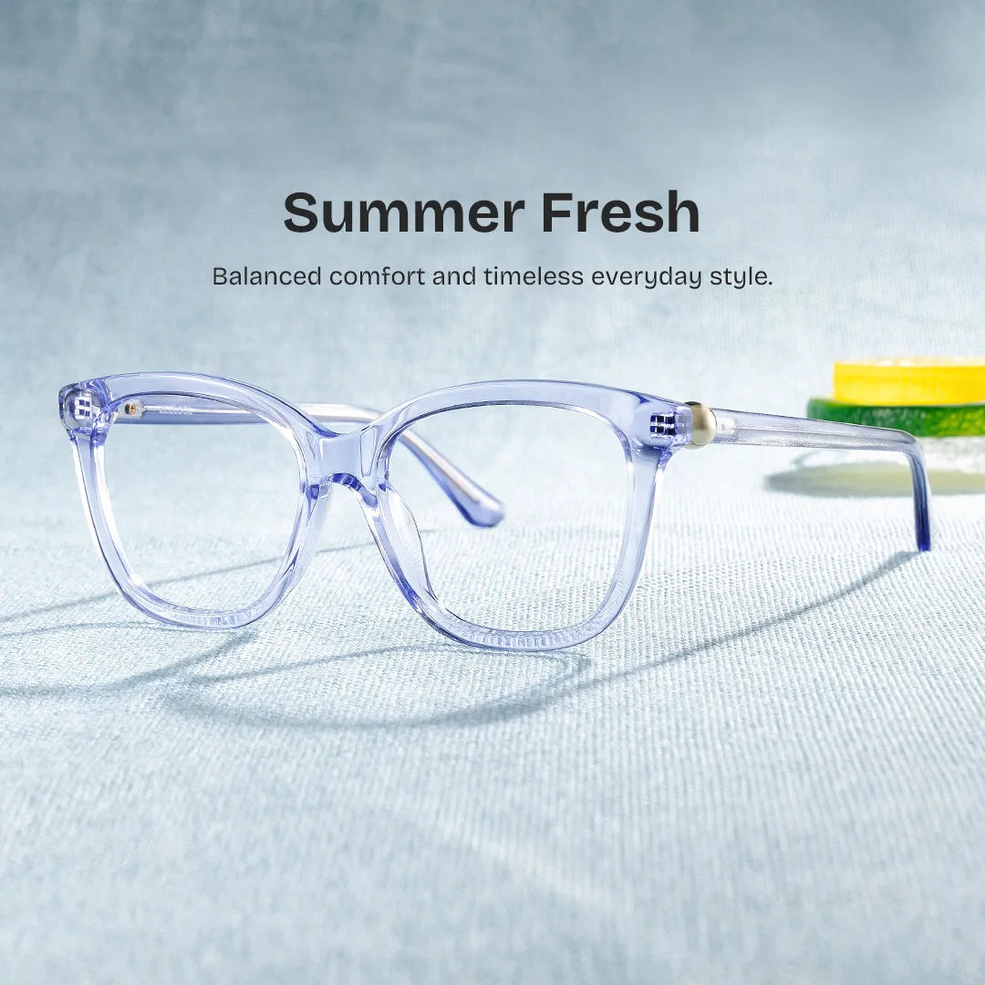 Isabella Clear Blue Square Glasses