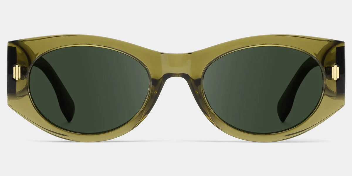 Reina Geometric Green Polarized Sunglasses