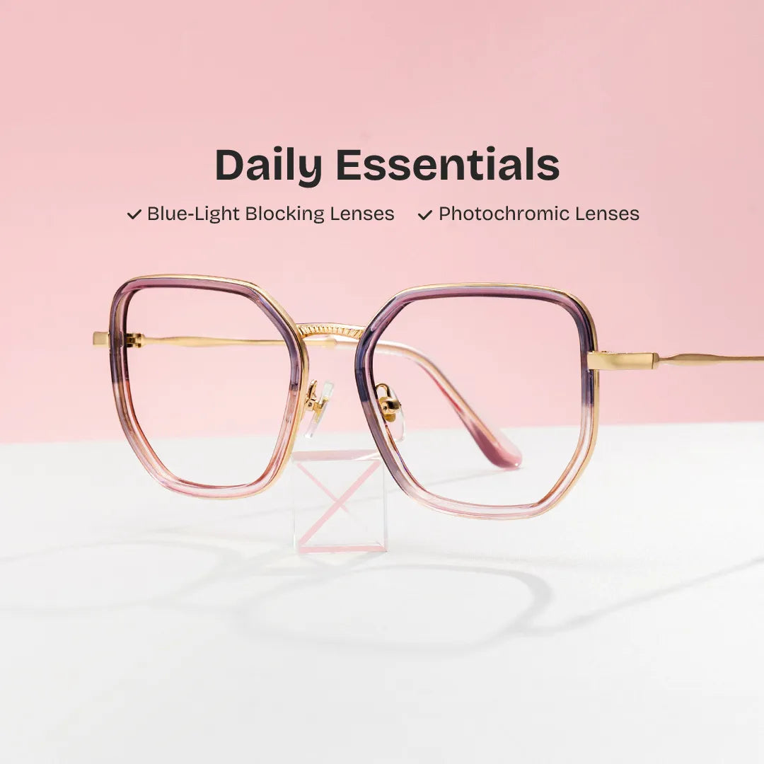 Levi Geometric Grey Pink Glasses