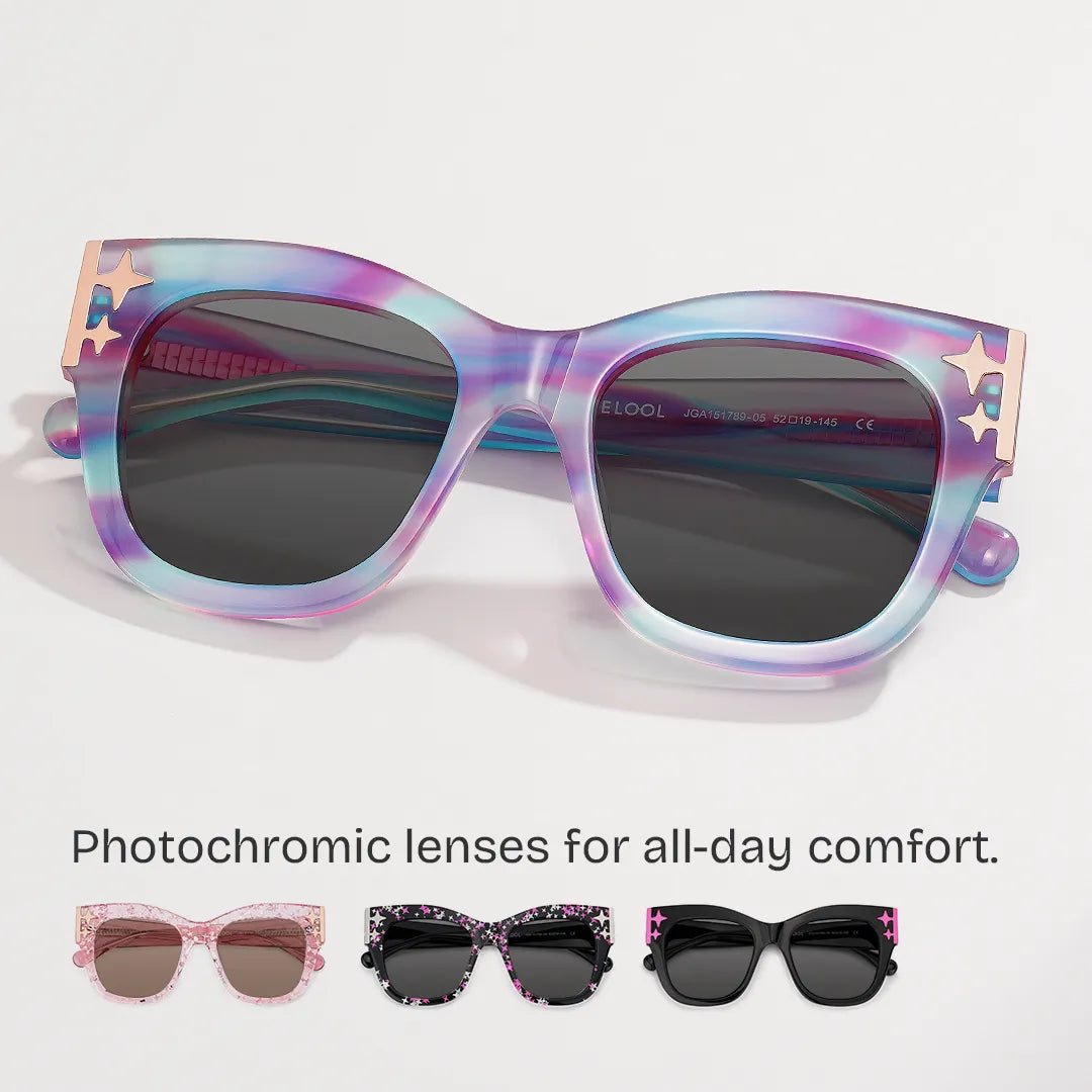 Minfia Square Blue Purple Glasses