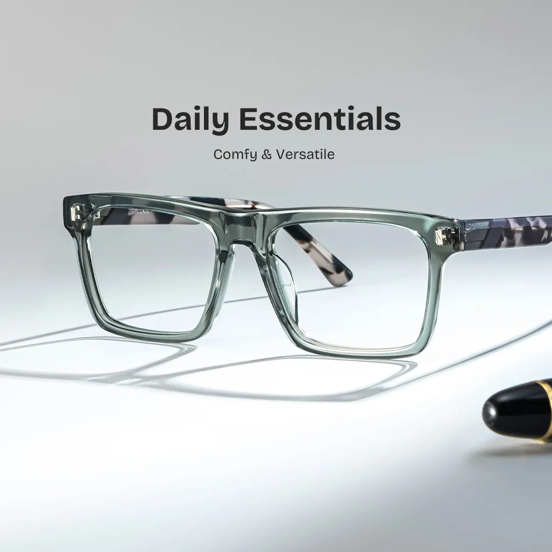 Henry Rectangle Gray Green Glasses