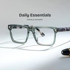 Henry Rectangle Gray Green Glasses