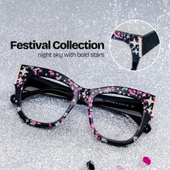 Minfia Square Black Pink Glasses