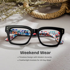 Zinnia Rectangle Black Glasses