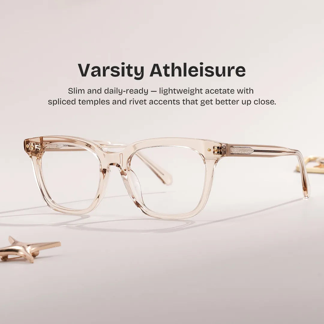 Angela Beige Rectangle Glasses