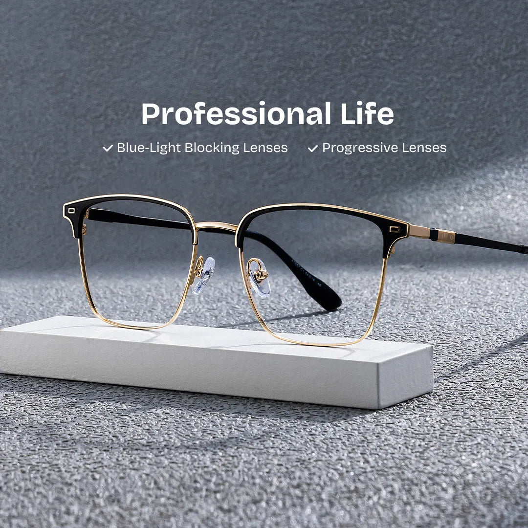 Dawson Browline Black Gold Glasses