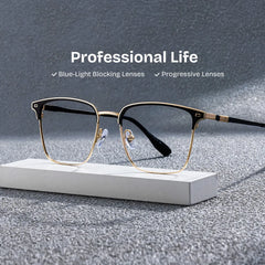 Dawson Browline Black Gold Glasses