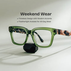 Zinnia Rectangle Green Glasses