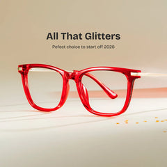 Selena Rectangle Red Glasses