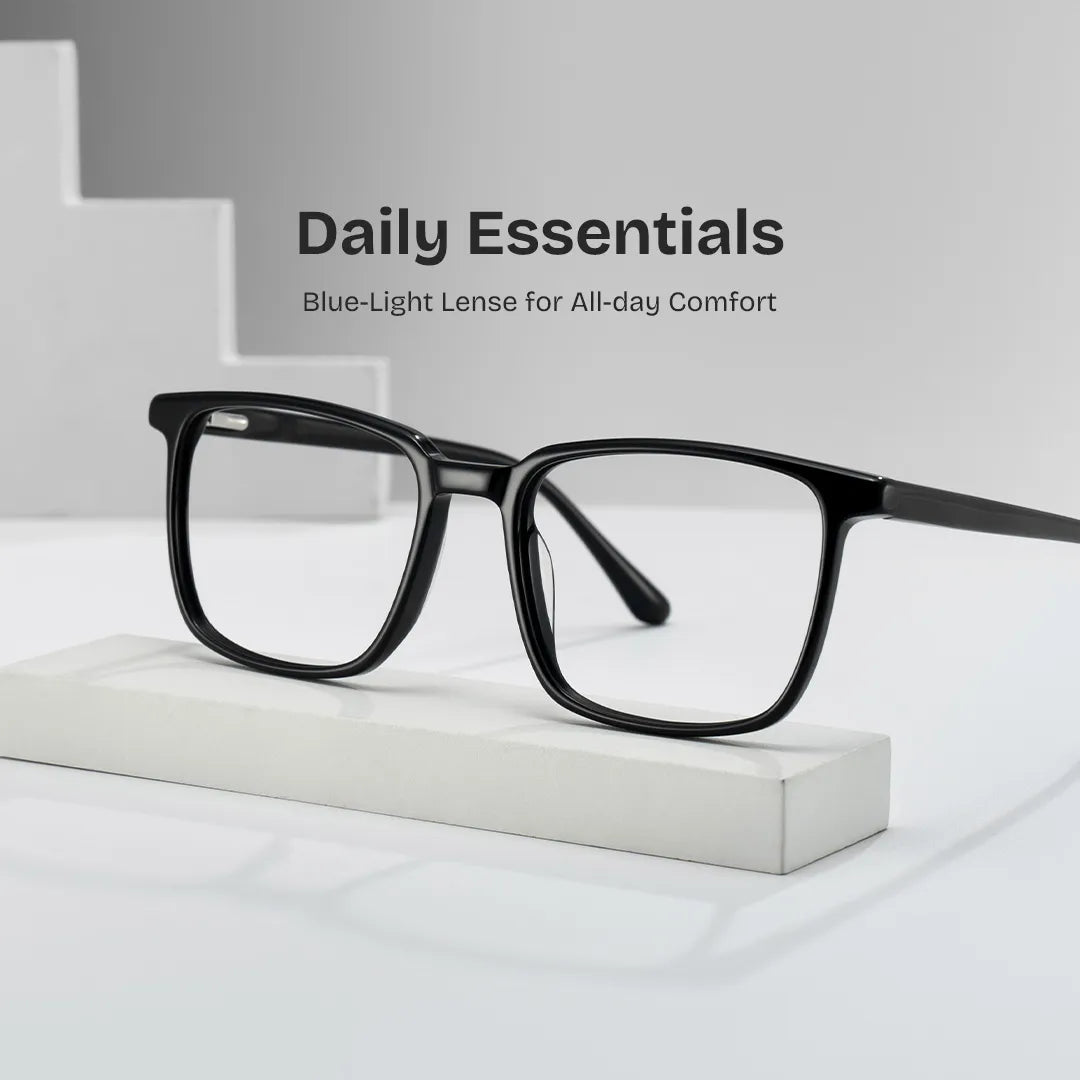 Aidan Rectangle Black Glasses