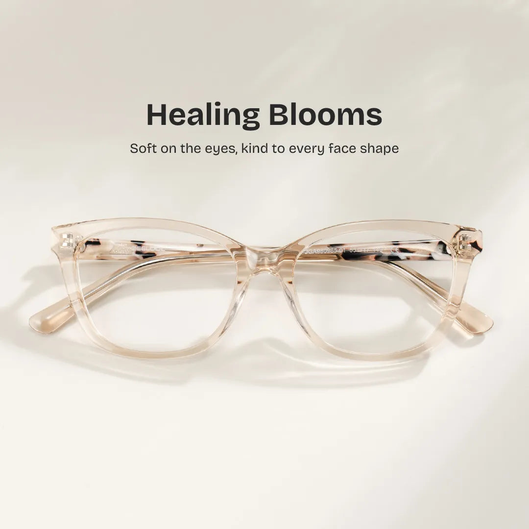 Cassia Beige Rectangle Glasses