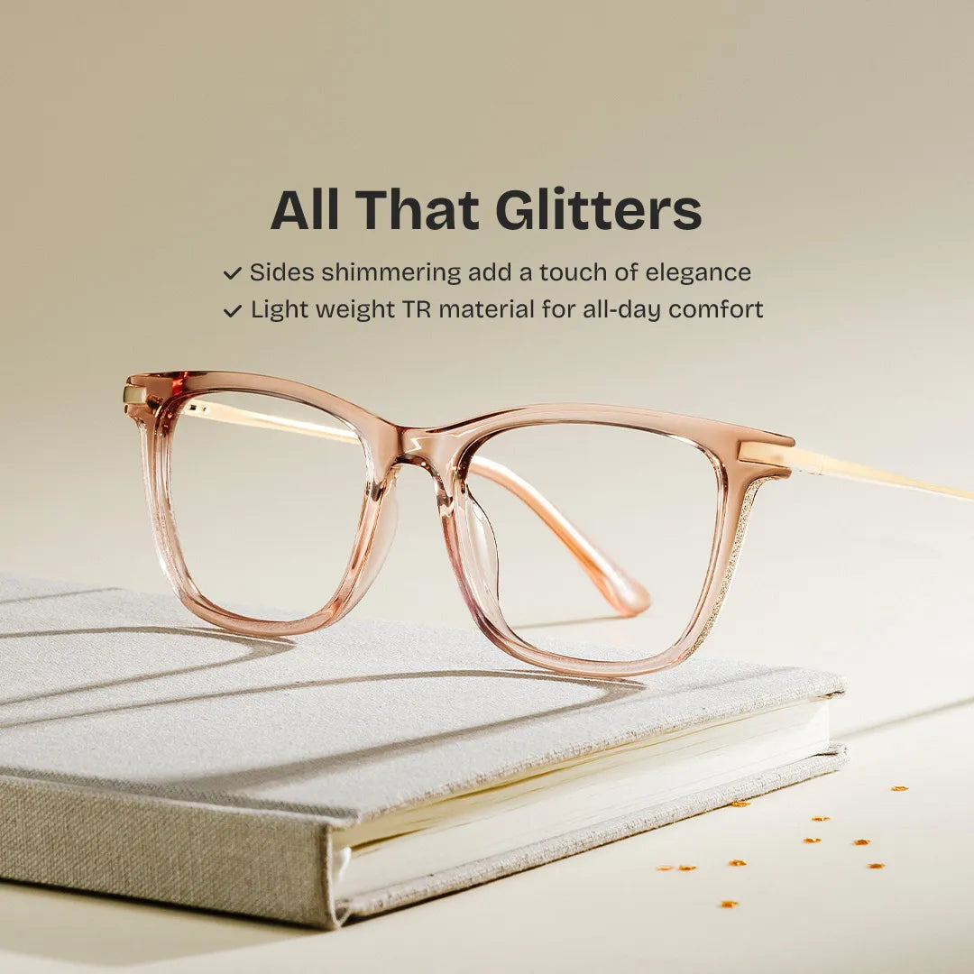 Selena Rectangle Beige Glasses