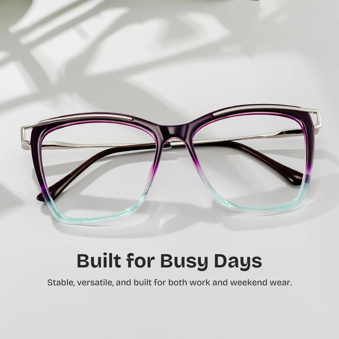 Krystle Square Purple-Blue Glasses