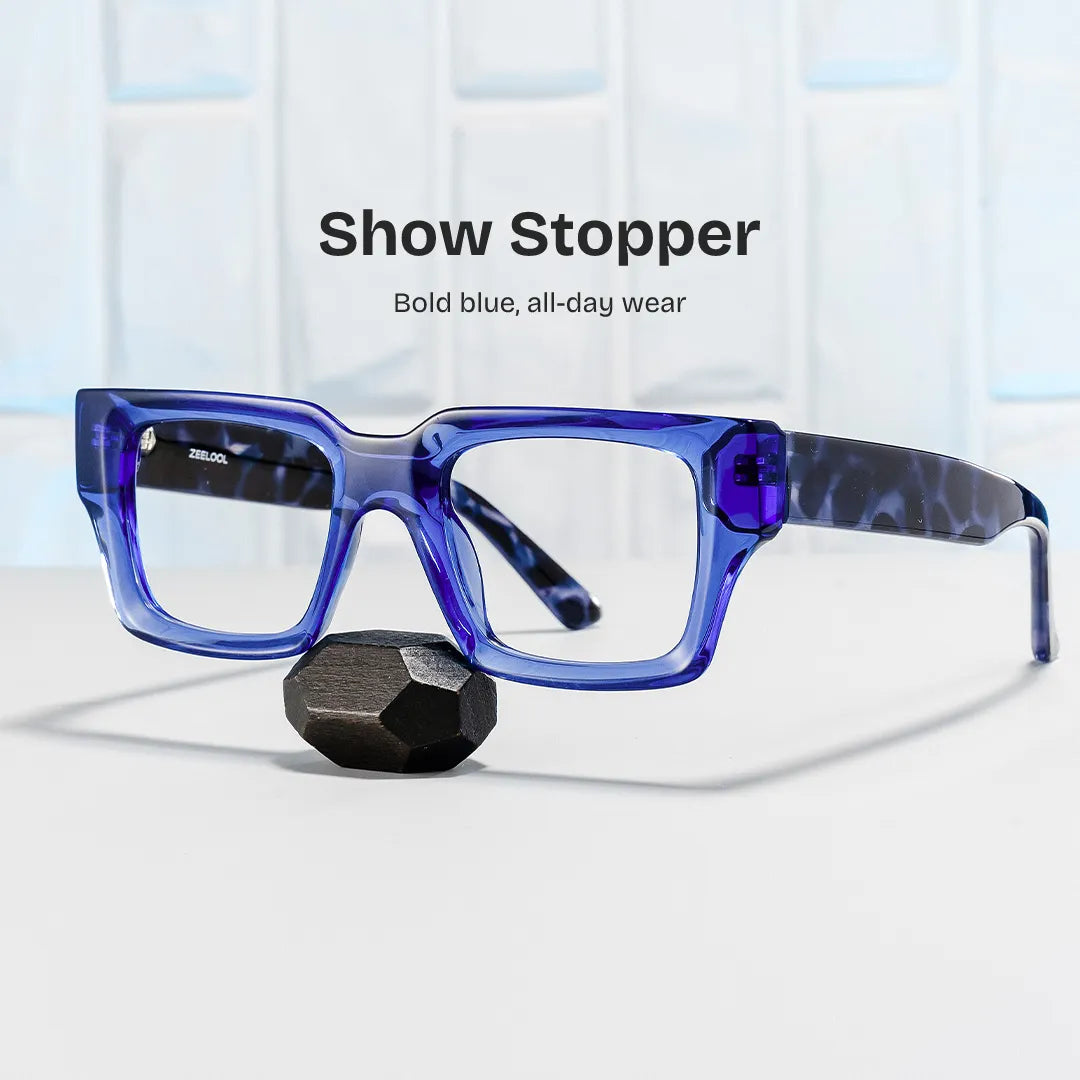 Orson Rectangle Blue Glasses