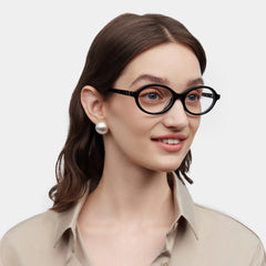 Everly Oval Black Glasses