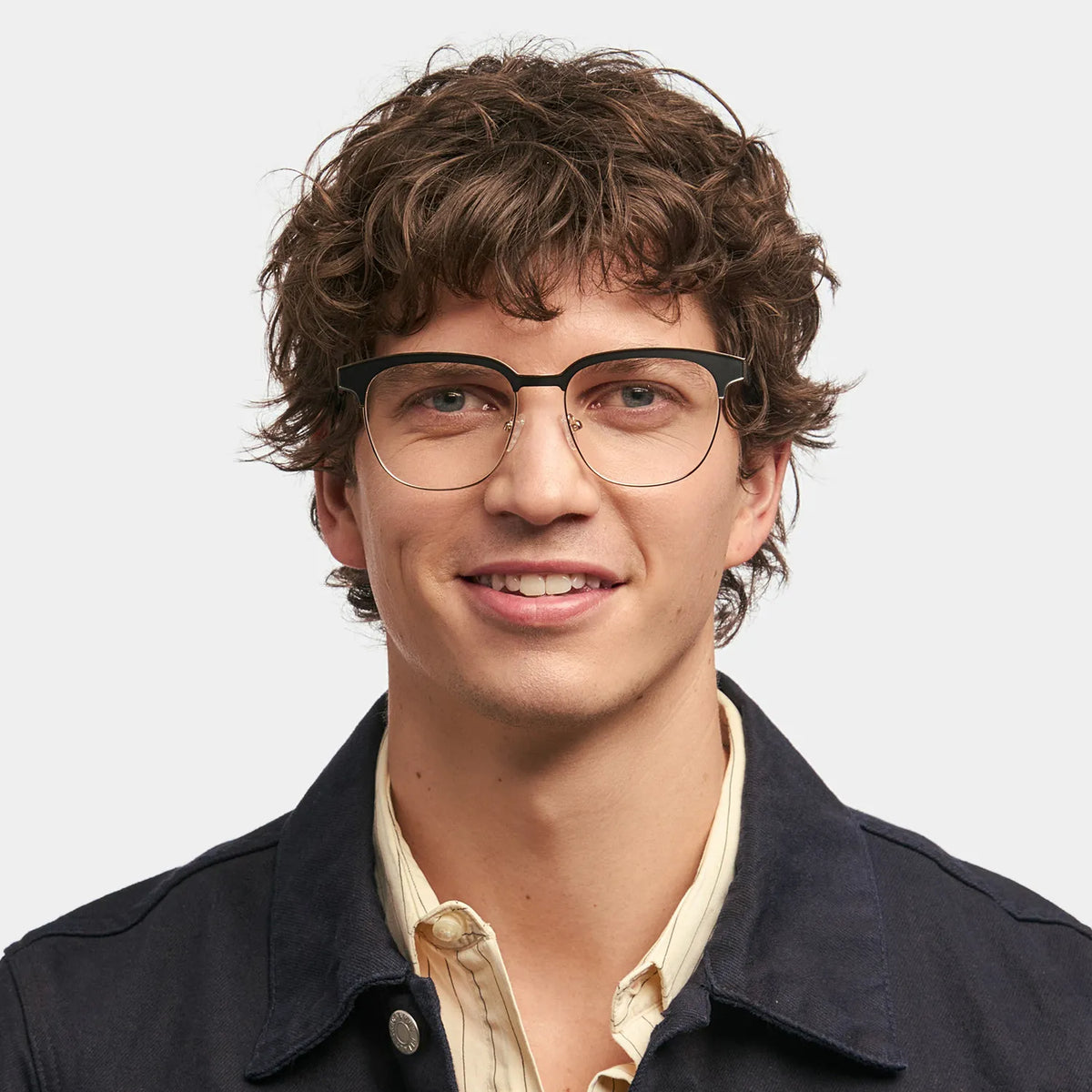 Wren Browline Black-Gold Glasses