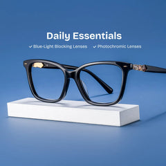 Theo Rectangle Black Glasses