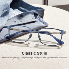 Aubrey Rectangle Blue Glasses