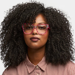 Zerica Square Rose Red Glasses