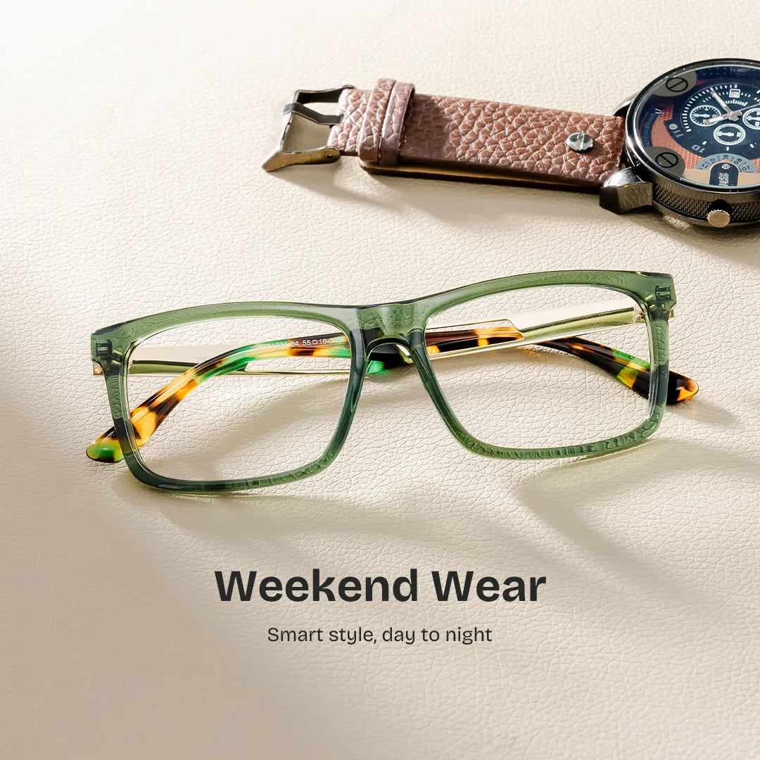 Morgan Rectangle Green Glasses
