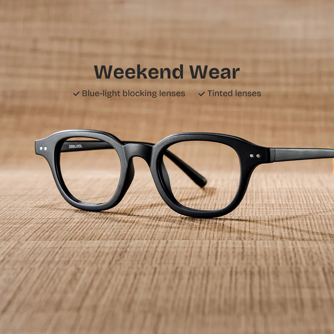 Amber Square Black Glasses