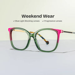 Nico Square Green Pink Glasses