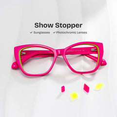 Blaise Cat-Eye Pink Green Glasses