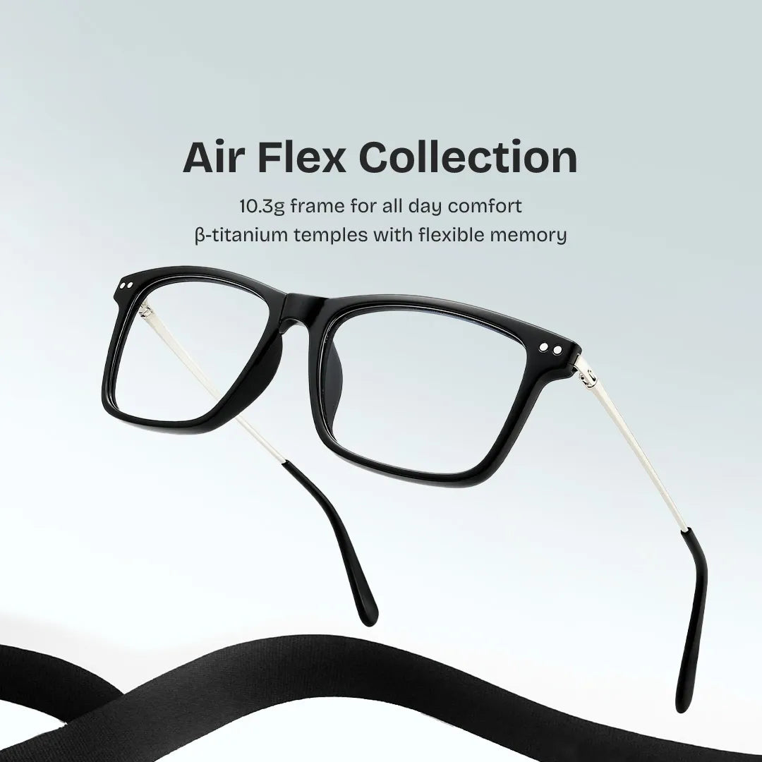Eleanor Rectangle Black Glasses
