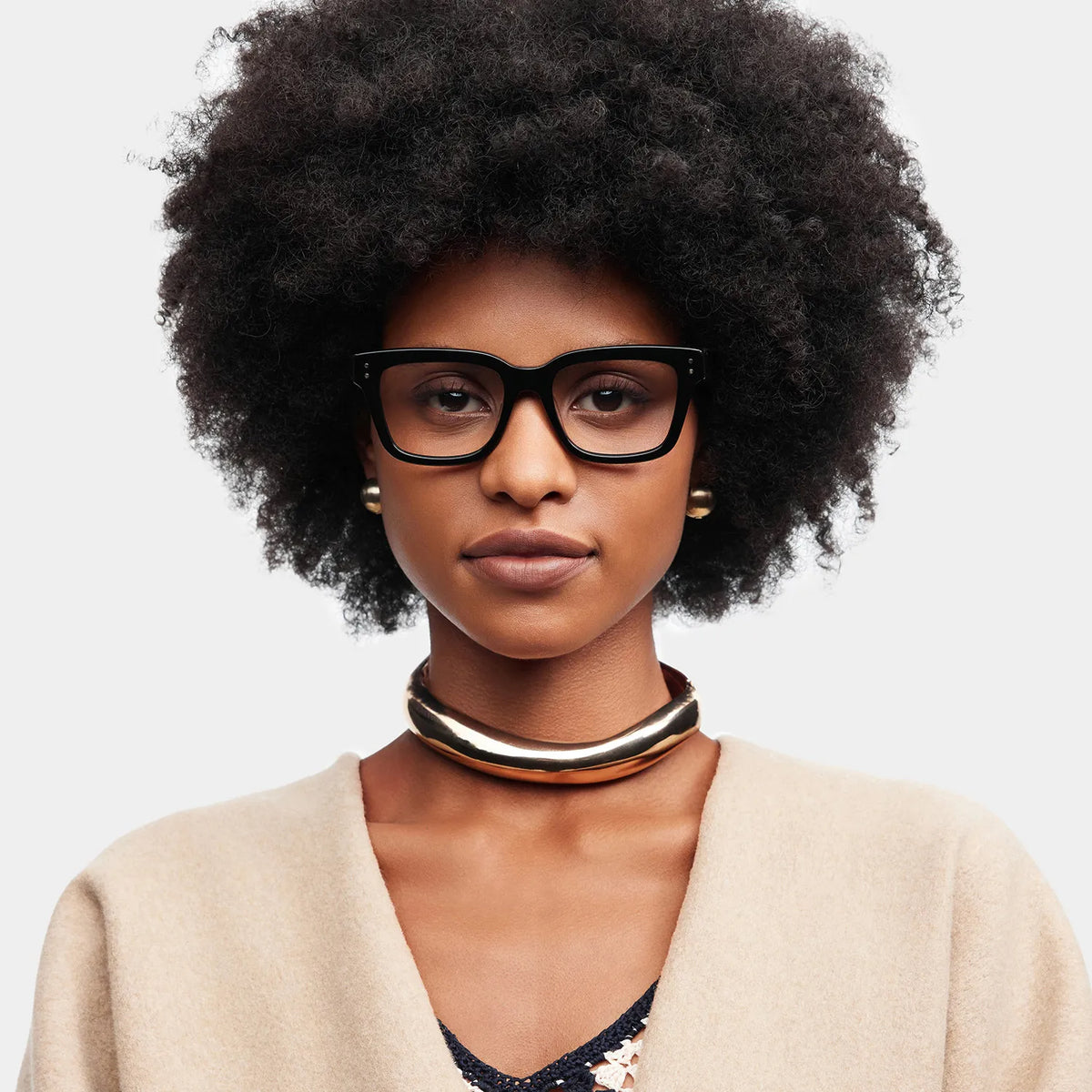 Zinnia Rectangle Black Glasses