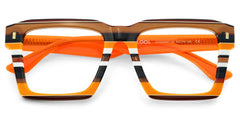Kenish Square Orange Brown Glasses