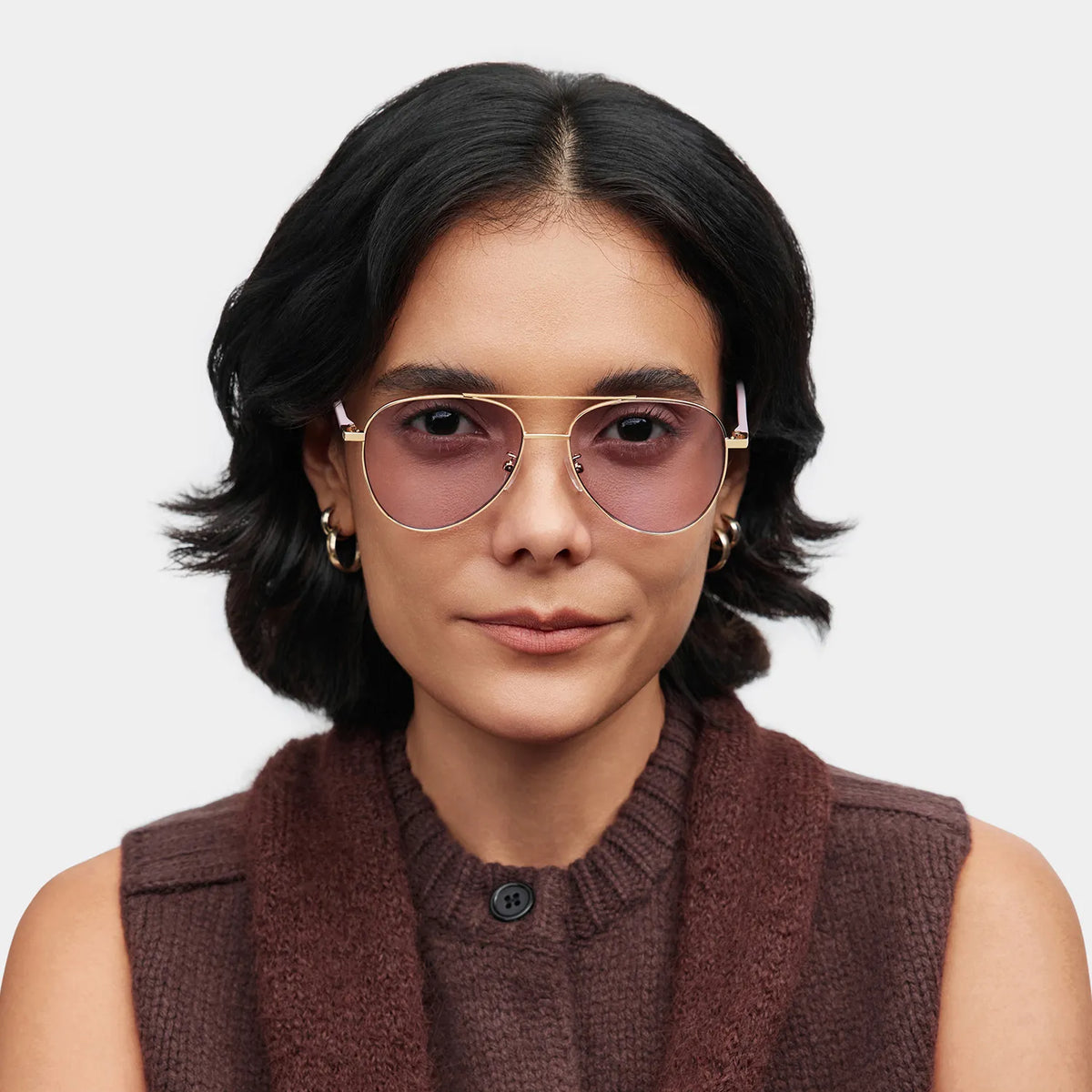 Paige Aviator Rose-Gold Sunglasses