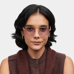 Paige Aviator Rose-Gold Sunglasses