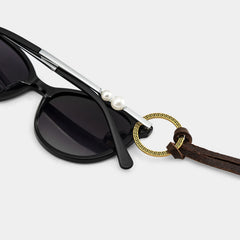 Adjustable Eyeglasses Leather Strap Alloy Ring