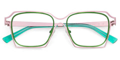 Foday Geometric Pink Green Glasses